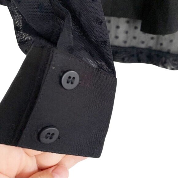 One Teaspoon Black Polka Dot Sheer Blouse Women's Size Small Big Bow Detail - Picture 5 of 10